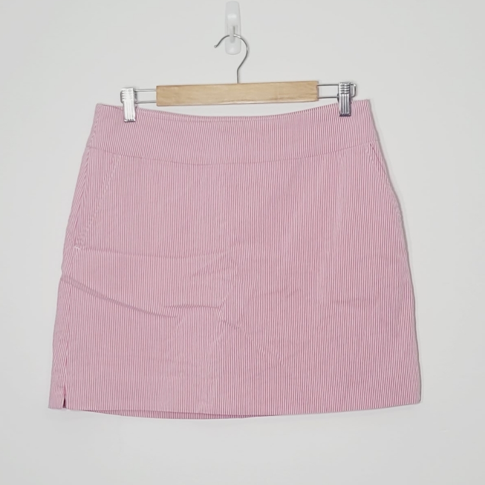 S.C.&CO. Pink White Stripes Preppy Pockets Mini Skort Golf Pockets Size 10